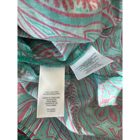 Jones New York Signature Womans Paisley Button Blouse 2X Green Pink Twist Knot - Picture 5 of 5